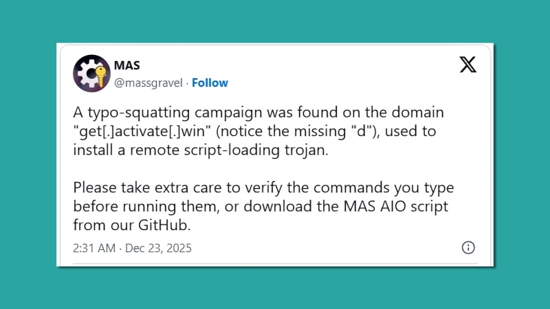 Фальшивый сайт Microsoft Activation Scripts заразил Windows трояном